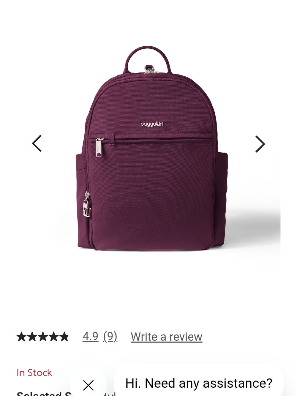 Baggallini Plum Purple Compact Backpack